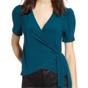 All in Favor Teal Wrap Top